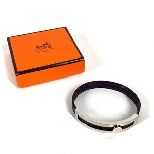 HERMES Pops Logo Accessories Bangles Bracelet Leather purple/SilverHardware